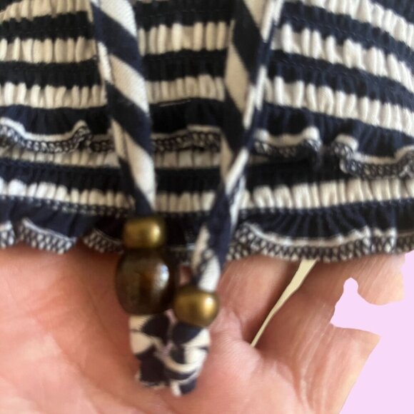 Torrid Blouse Womens 4 Blue White Peasant Style Short Split Sleeve Top - Picture 6 of 10